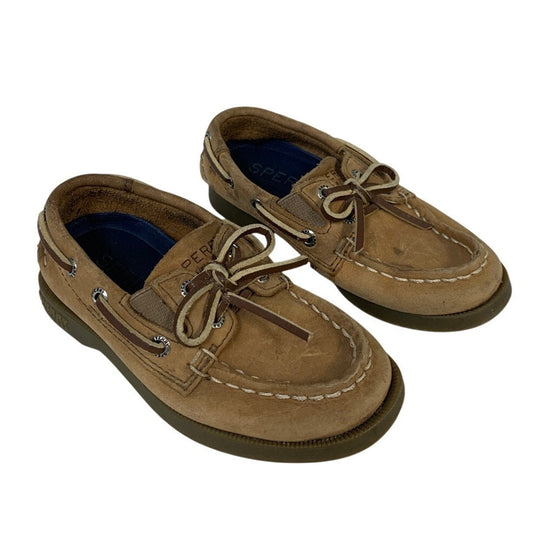 Sperry Top Sider Toddler Boys Size 8 Tan Leather Slide On Boat Comfort Shoes