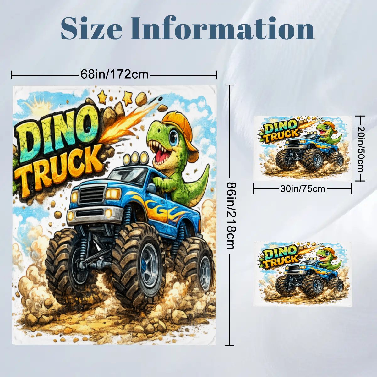 Dino Truck, Twin Duvet Cover Set 68"x86"