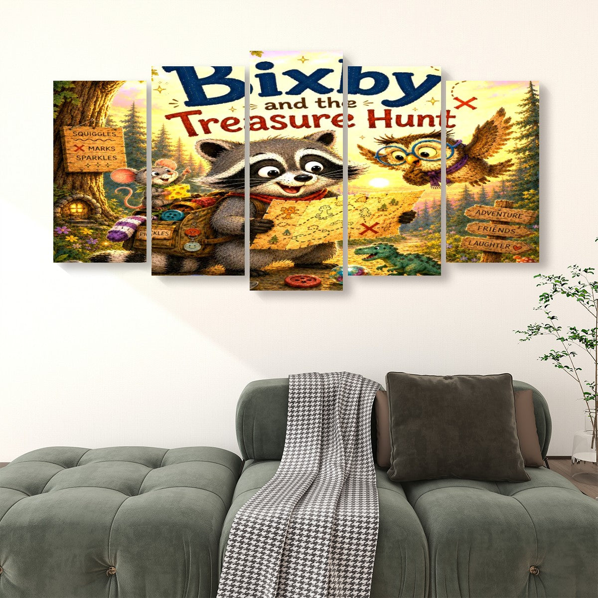 Bixby, 5 Panel Canvas Prints Wall Art (Set C)