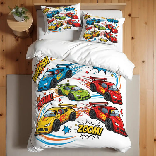 Race Cars2, Twin Duvet Cover Set 68"x86"