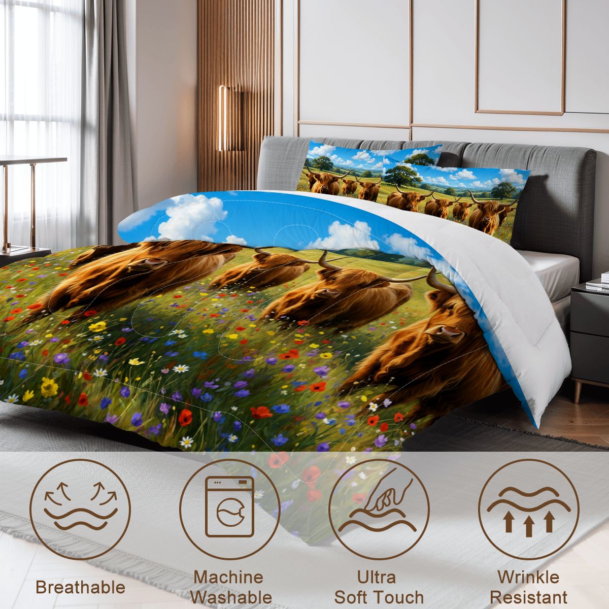 Cow, Queen Comforter Set