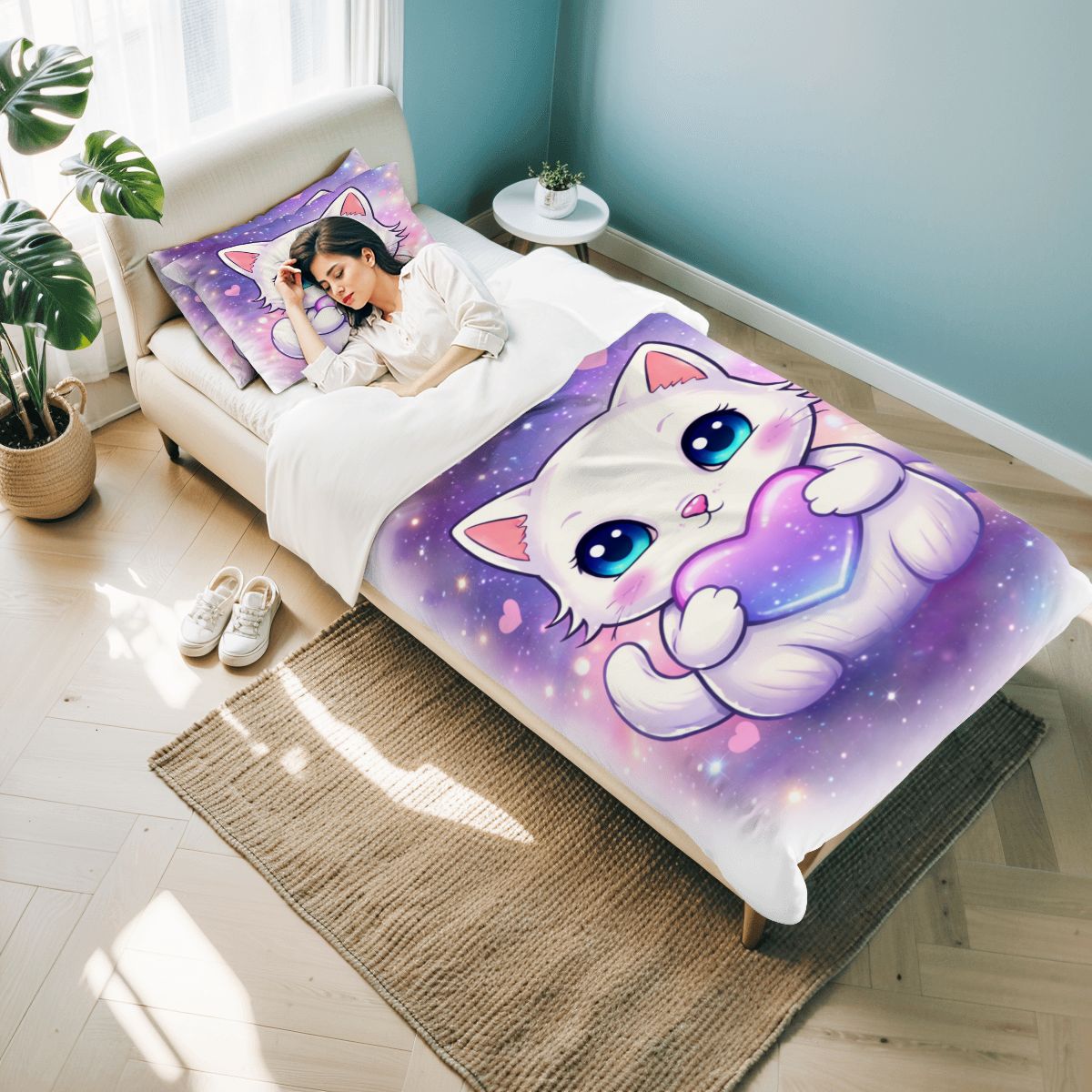 Kitten, Twin Duvet Cover Set 68"x86"