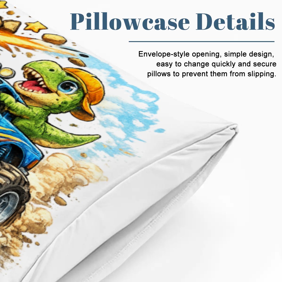 Dino Truck, Twin Duvet Cover Set 68"x86"